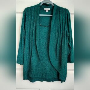 Women's Rebecca Malone 2 in One Teal Green Sweater Cardigan